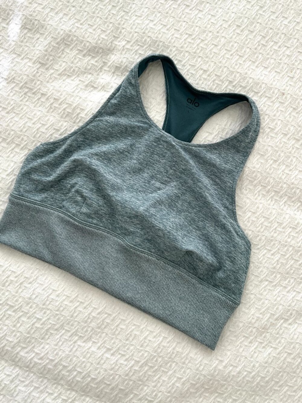 Alo Alosoft Serenity Bra - Teal - Size Large - Sports Bra